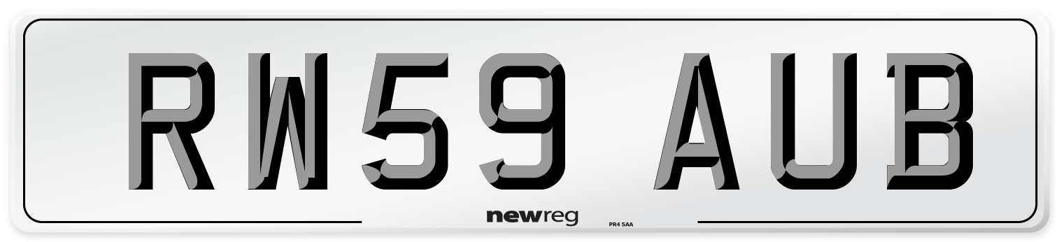 RW59 AUB Number Plate from New Reg